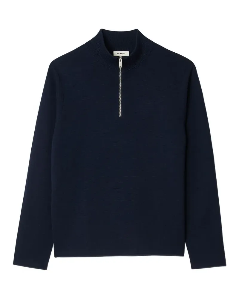 Sandro Reißverschluss-Pullover mit Stehkragen - Blau Blau