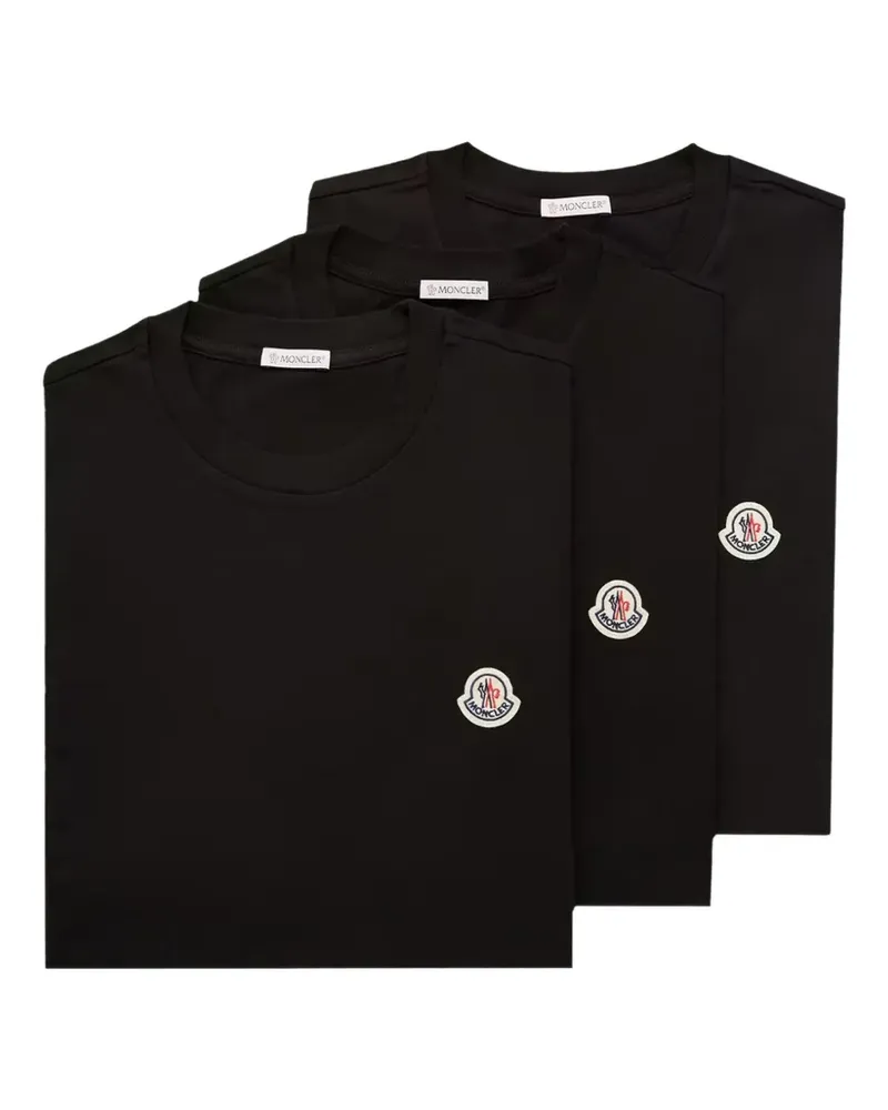 Moncler logo-patch cotton T-shirt (set of three) - Schwarz Schwarz