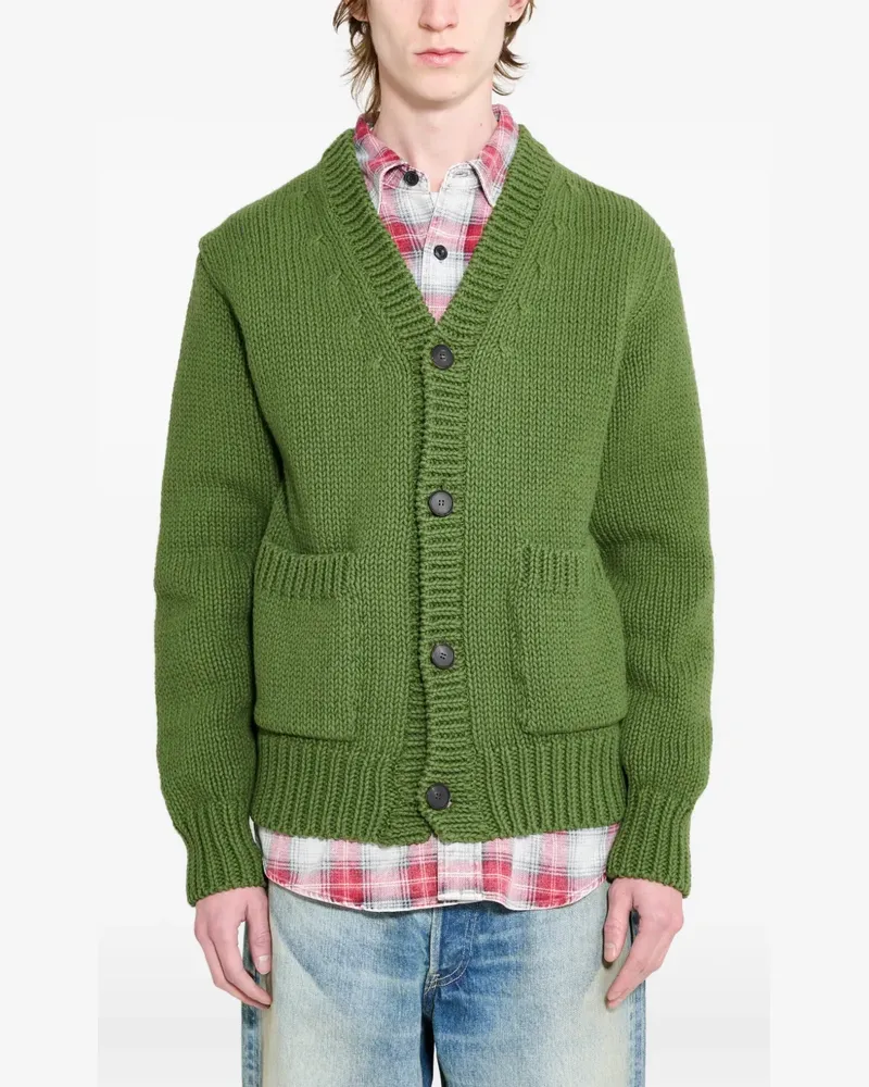 AURALEE front-pocket knitted cardigan - Grün Grün