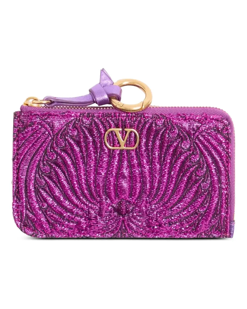 Valentino Garavani VLogo Signature Kartenetui-Anhänger aus Lurex-Cloqué-Jacquard mit umlaufendem Reißverschluss - Violett Violett
