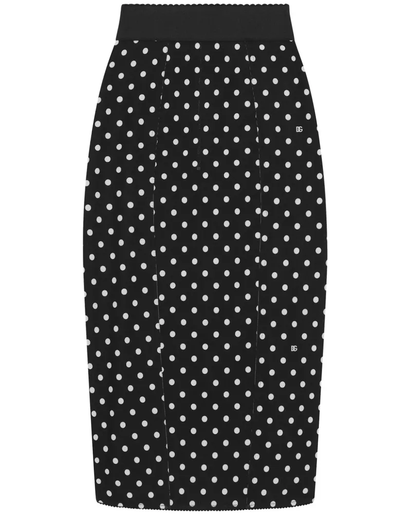 Dolce & Gabbana Bleistiftrock mit Polka Dots - Schwarz Schwarz