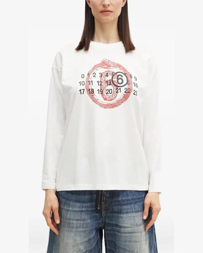 Maison Margiela Langarmshirt mit Nummern-Motiv - Weiß Weiß