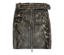 Lederrock mit Gürtel - Schwarz