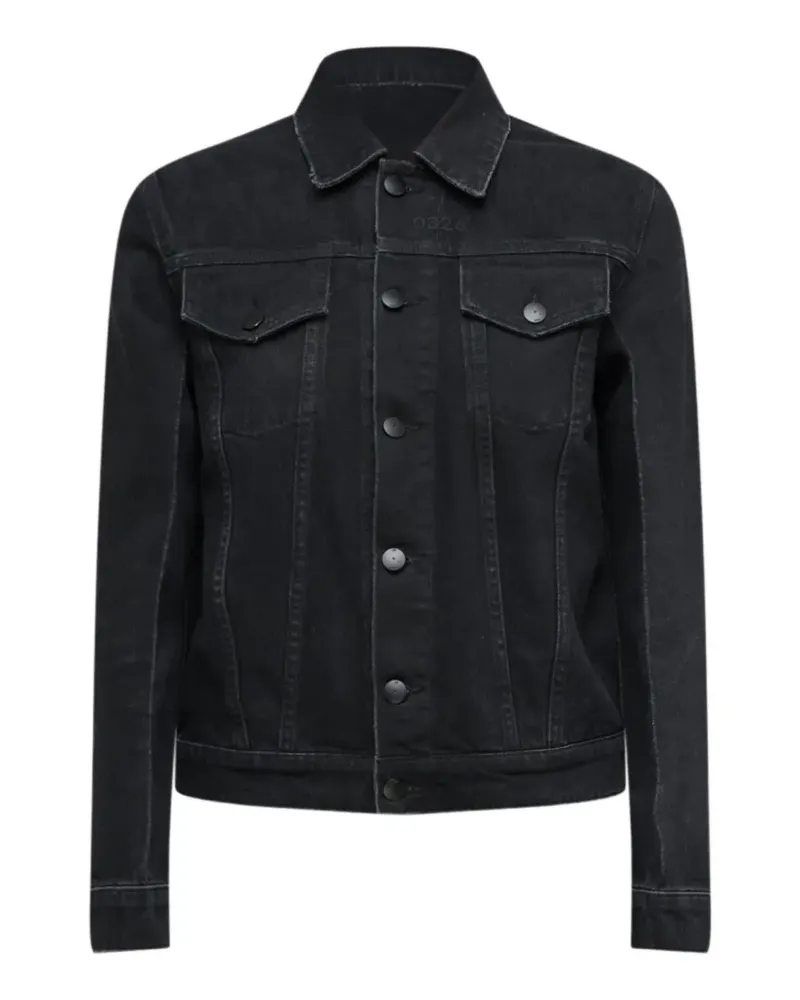 032c Down to Earth boxy embroidered denim jacket - Schwarz Schwarz