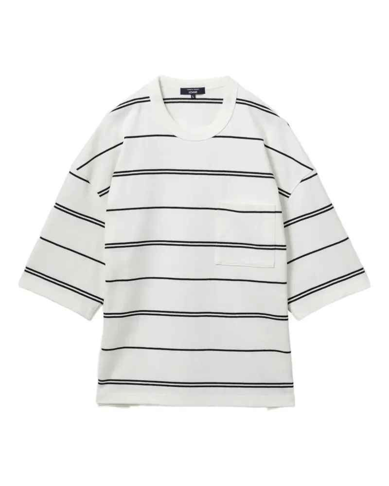 Comme des Garçons Gestreiftes T-Shirt mit Tasche - Weiß Weiß