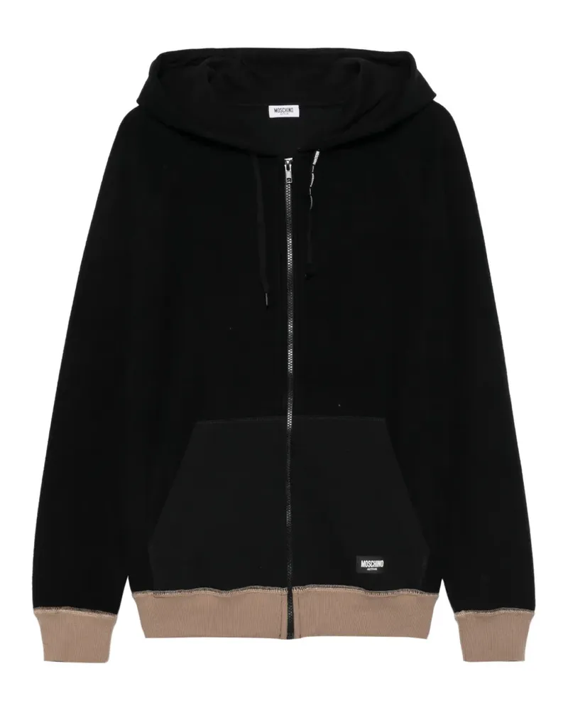 Moschino logo-patch zip-up hoodie - Schwarz Schwarz