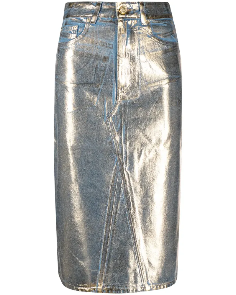 Ganni Metallic-Minirock - Blau Blau