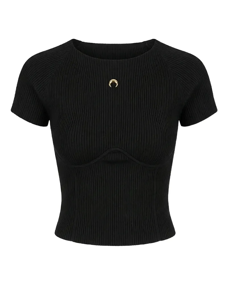Marine Serre ribbed-knit Crescent Moon top - Schwarz Schwarz
