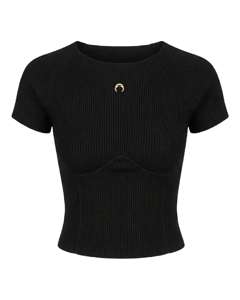 Marine Serre Geripptes Crescent Moon Strickoberteil - Schwarz Schwarz