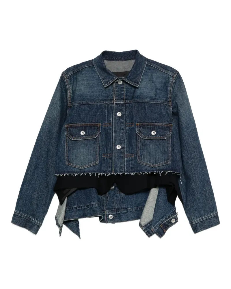 Sacai frayed denim jacket - Blau Blau