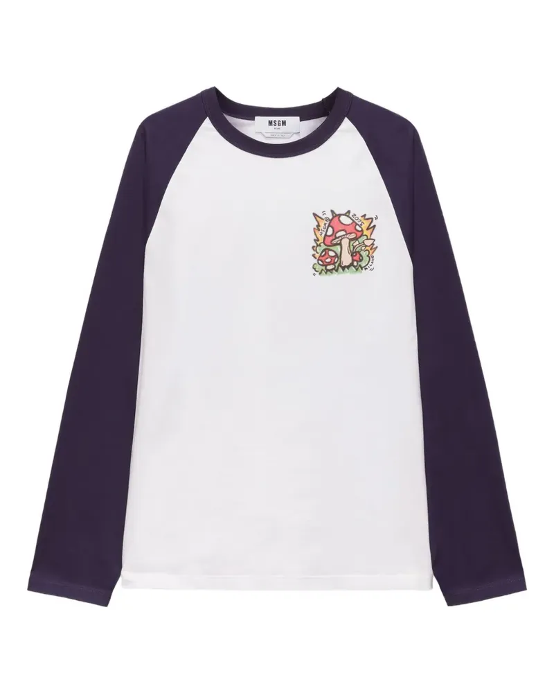MSGM Langarmshirt mit grafischem Print - Weiß Weiß