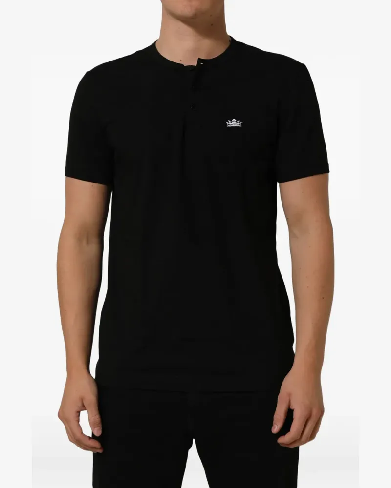Dolce & Gabbana T-Shirt mit Kronenstickerei - Schwarz Schwarz