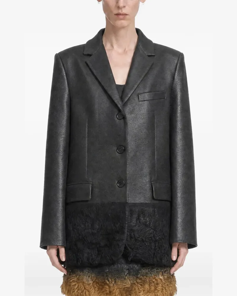 Miu Miu shearling-trim blazer - Schwarz Schwarz