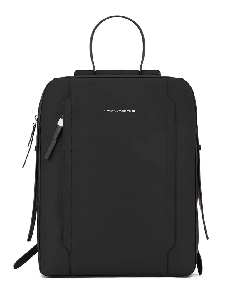 Piquadro laptop leather backpack - Schwarz Schwarz