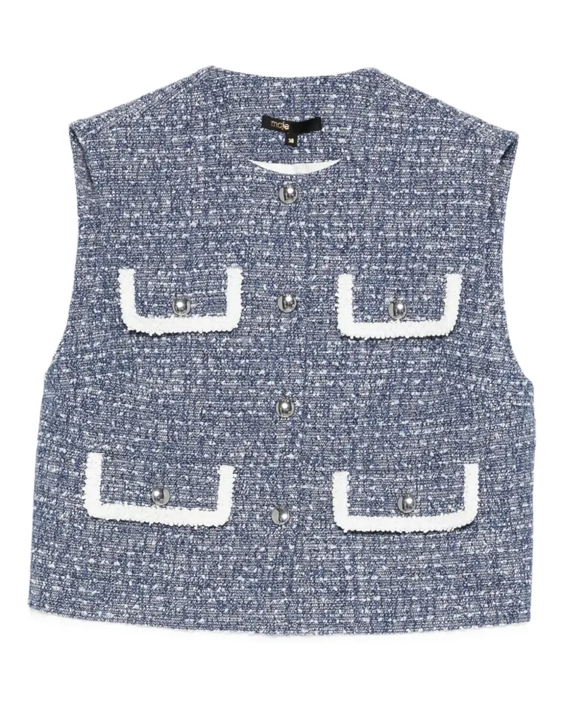 Maje Geknöpftes Top aus Tweed - Blau Blau