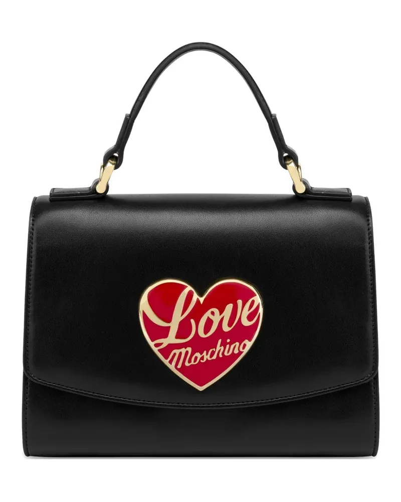 Moschino Tote Bag mit Herzapplikation - Schwarz Schwarz