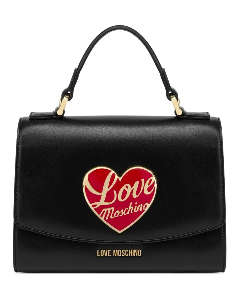 Moschino Tote Bag mit Herzapplikation - Schwarz Schwarz