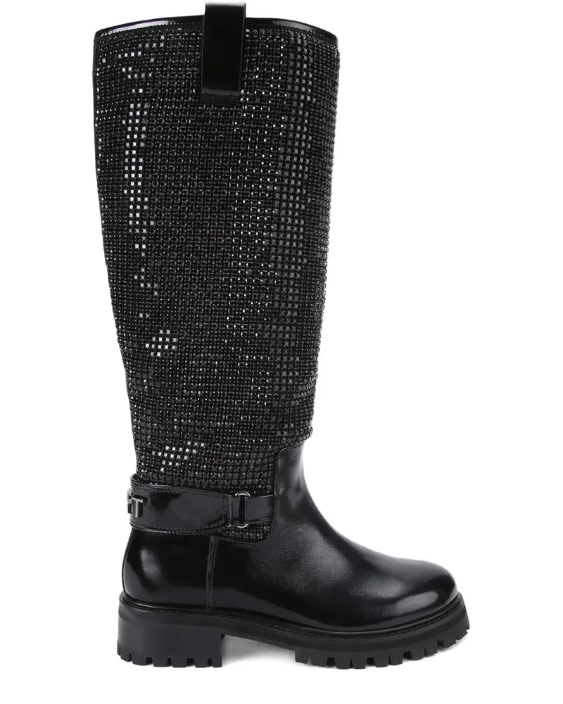 Kurt Geiger Kniehohe Stiefel mit Kristallen - Schwarz Schwarz