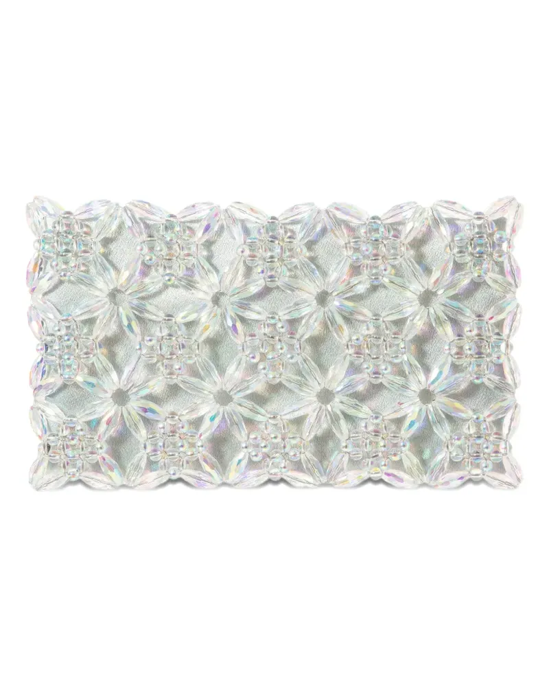 0711 Clutch mit Perlen - Weiß Weiß