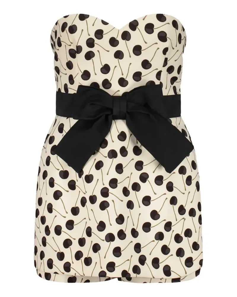 RED Valentino cherry-print bow-detail playsuit - Nude Nude