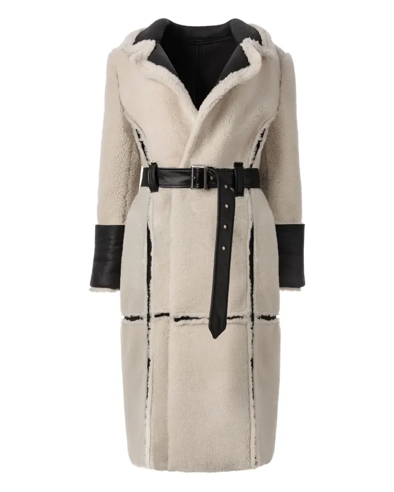 ALMAZ Mantel aus Shearling mit Gürtel - Schwarz Schwarz