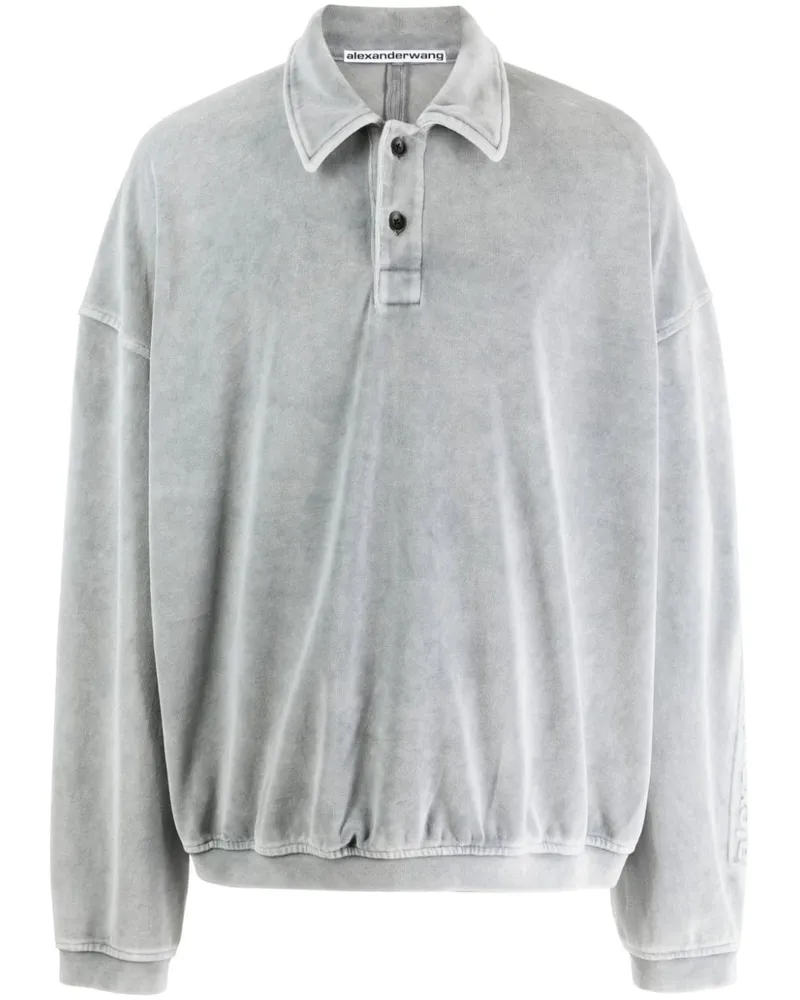 Alexander Wang Polokragen-Sweatshirt mit Logo-Prägung - Grau Grau