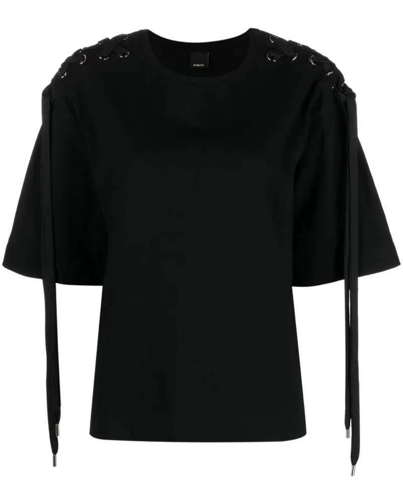 Pinko T-Shirt mit Schnürung - Schwarz Schwarz