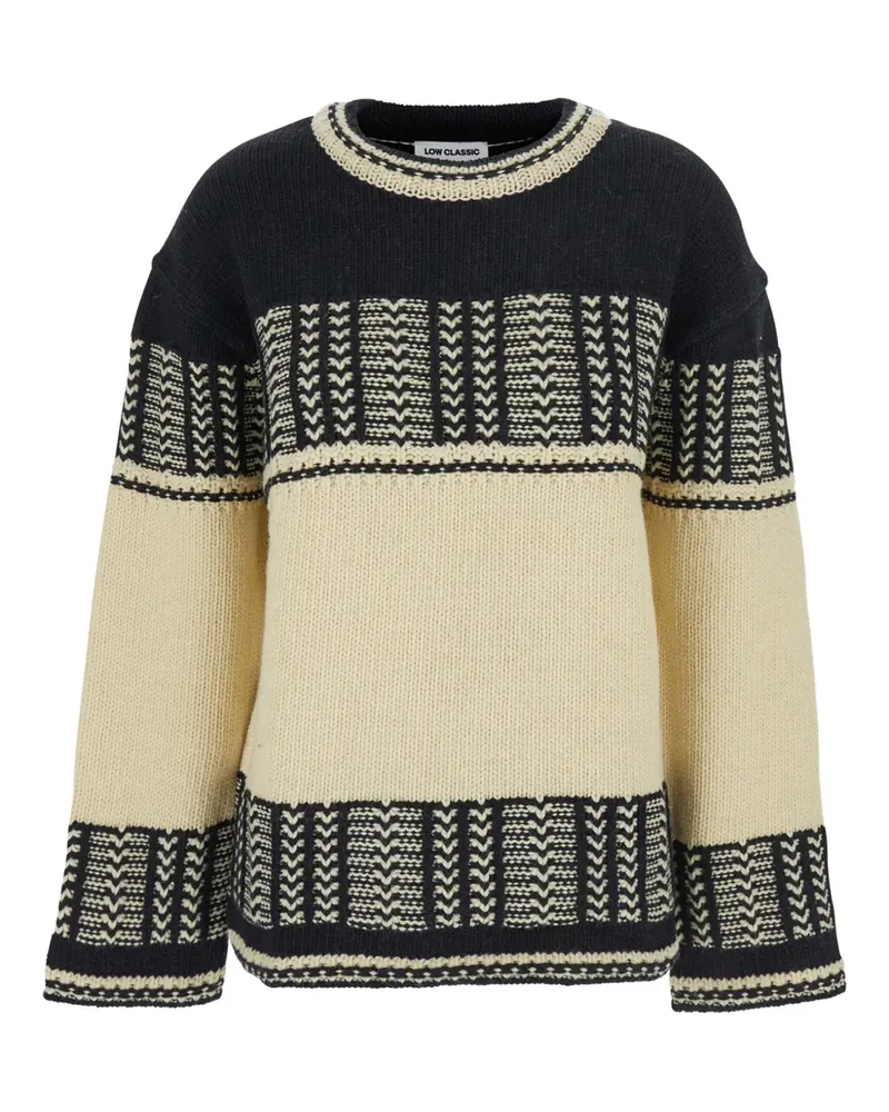 LOW CLASSIC Klassischer Intarsien-Pullover - Nude Nude