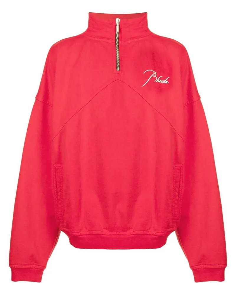 RHUDE Sweatshirt mit Reißverschluss Rot