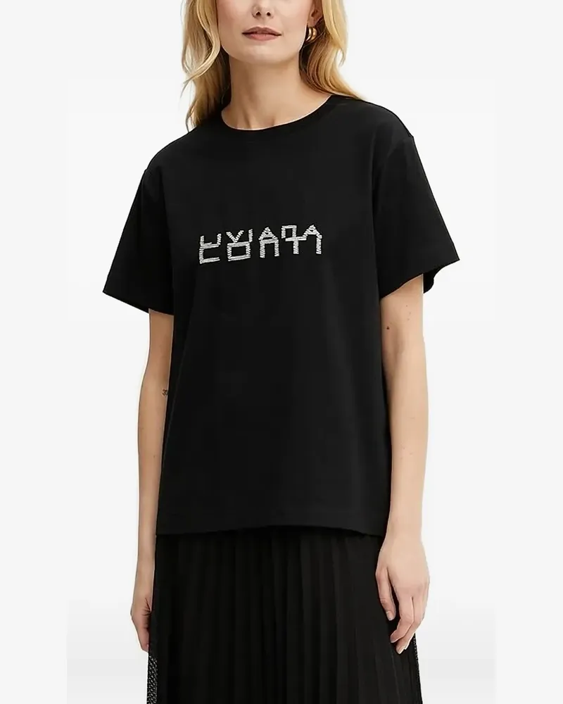Liviana Conti T-Shirt mit Logo-Stickerei - Schwarz Schwarz