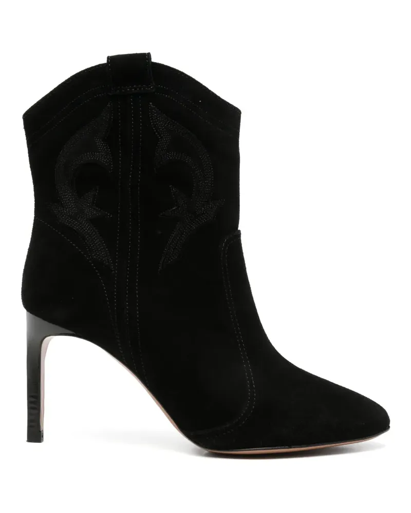 ba&sh Caitlin Westernstiefel aus Wildleder mit Stickerei - Schwarz Schwarz