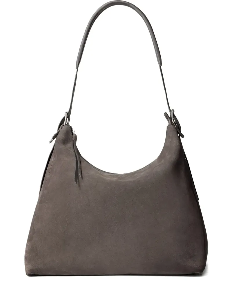 Christophe Lemaire Schultertasche aus Wildleder mit Gürtel - Grau Grau