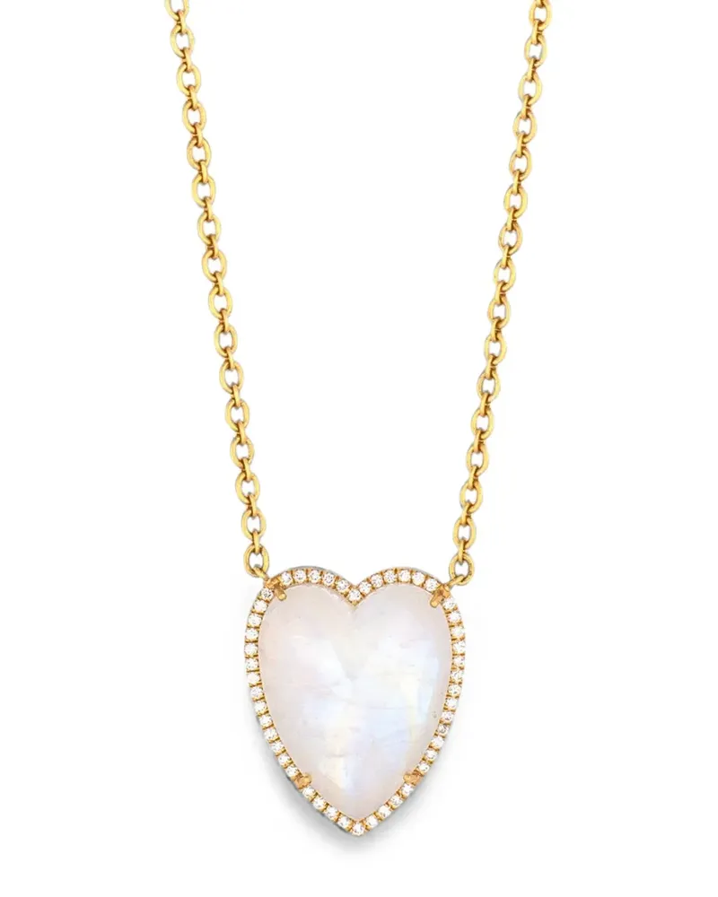 Irene Neuwirth moonstone and diamond heart necklace - Gold Gold