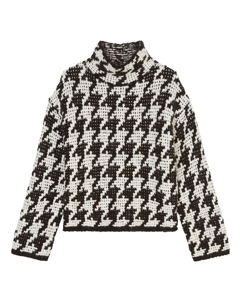Marc O'Polo Rollkragenpullover mit Hahnentrittmuster - Schwarz Schwarz