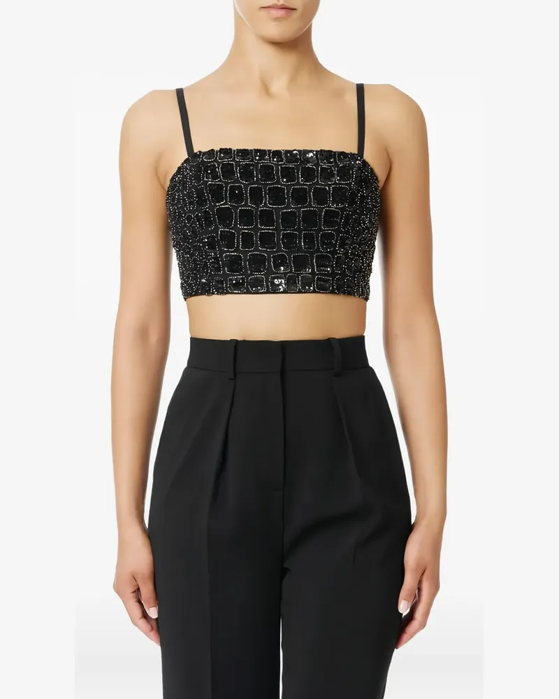 Elisabetta Franchi Oberteil mit Kroko-Stickerei - Schwarz Schwarz