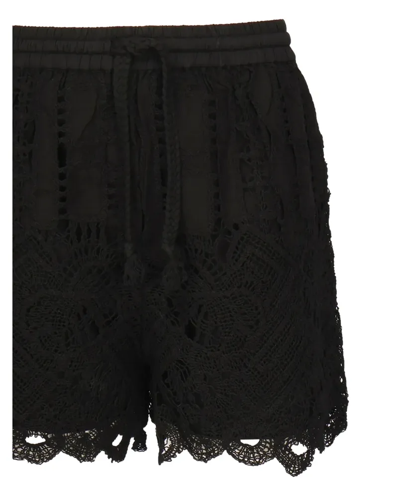 Pinko Spitzen-Shorts mit gewelltem Saum - Schwarz Schwarz