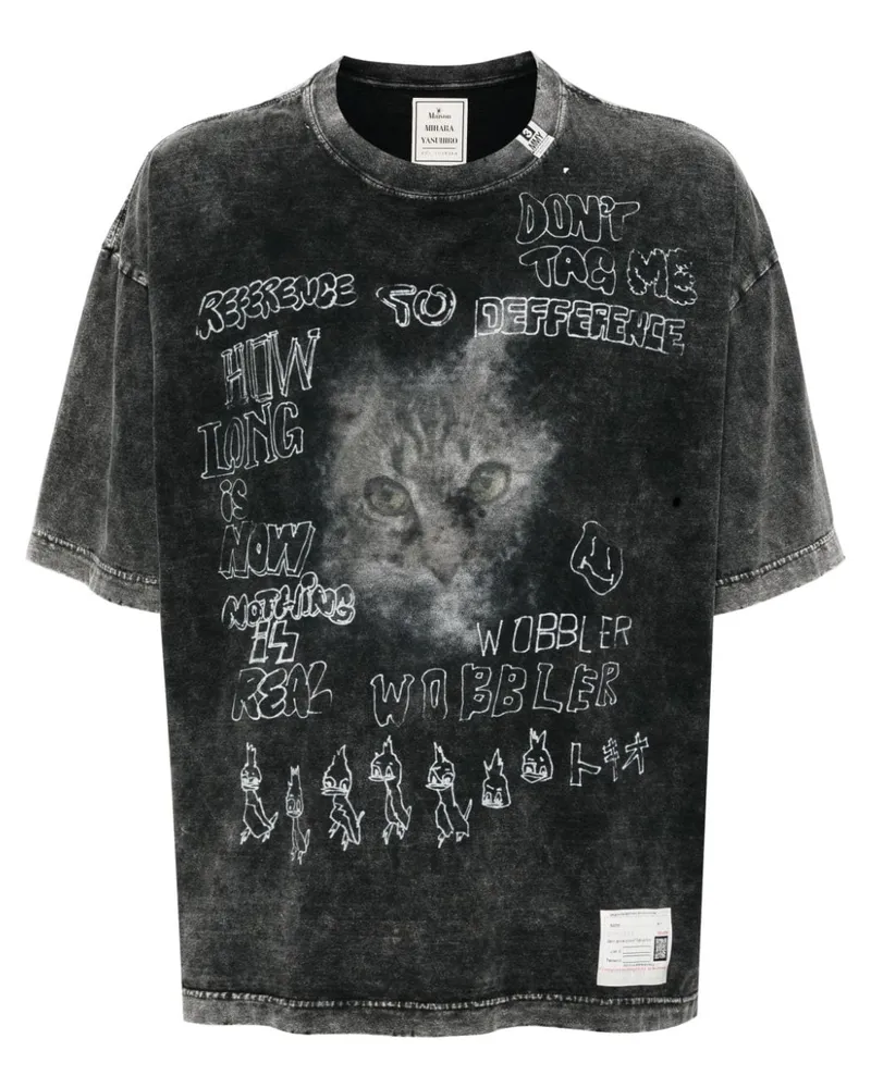 MIHARAYASUHIRO T-Shirt mit grafischem Print Schwarz