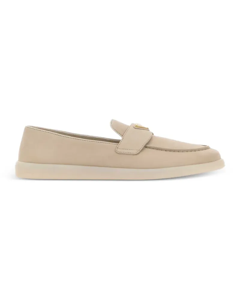 Prada Triangle-logo suede loafers - Nude Nude