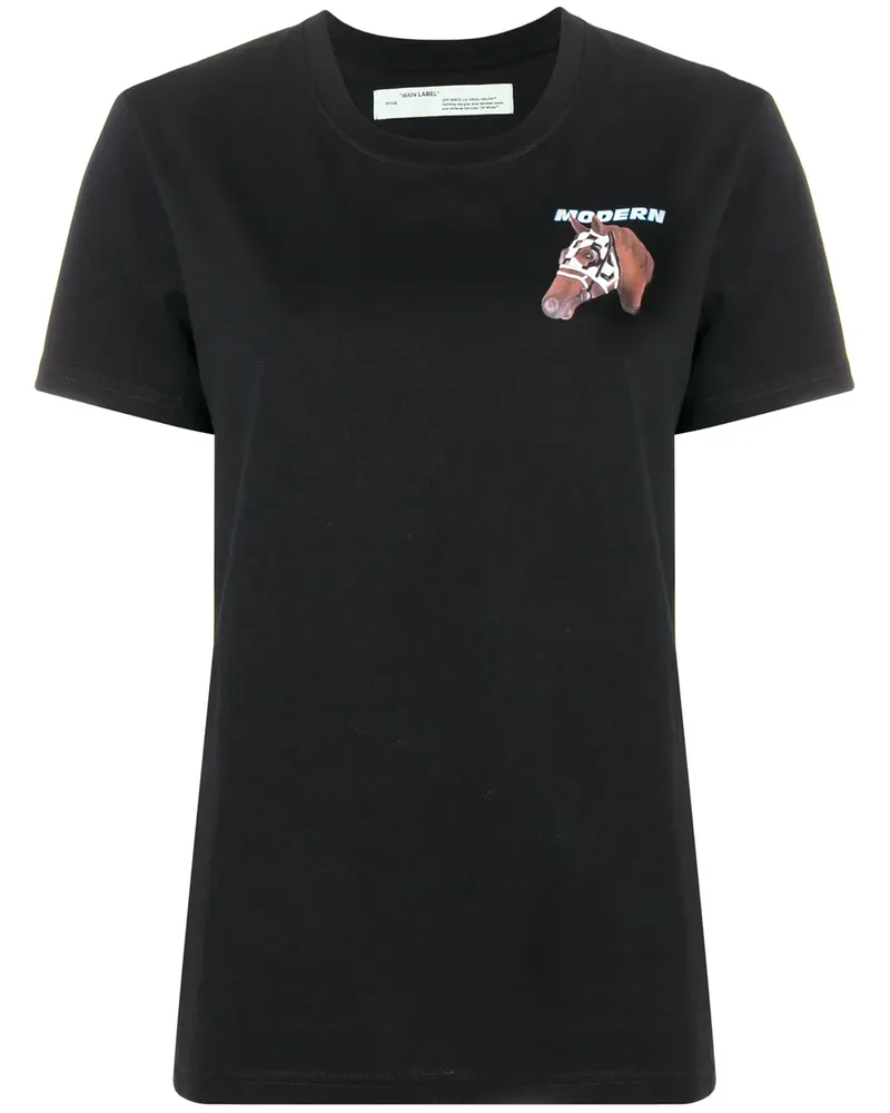 OFF-WHITE T-Shirt mit Pferde-Print - Schwarz Schwarz