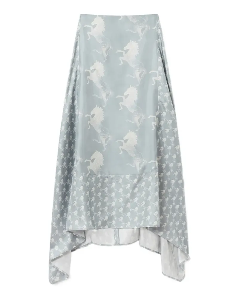 Stella McCartney horse-print handkerchief-hem skirt - Blau Blau