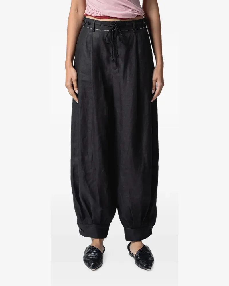 Muller of Yoshiokubo drawstring-waist tapered trousers - Schwarz Schwarz