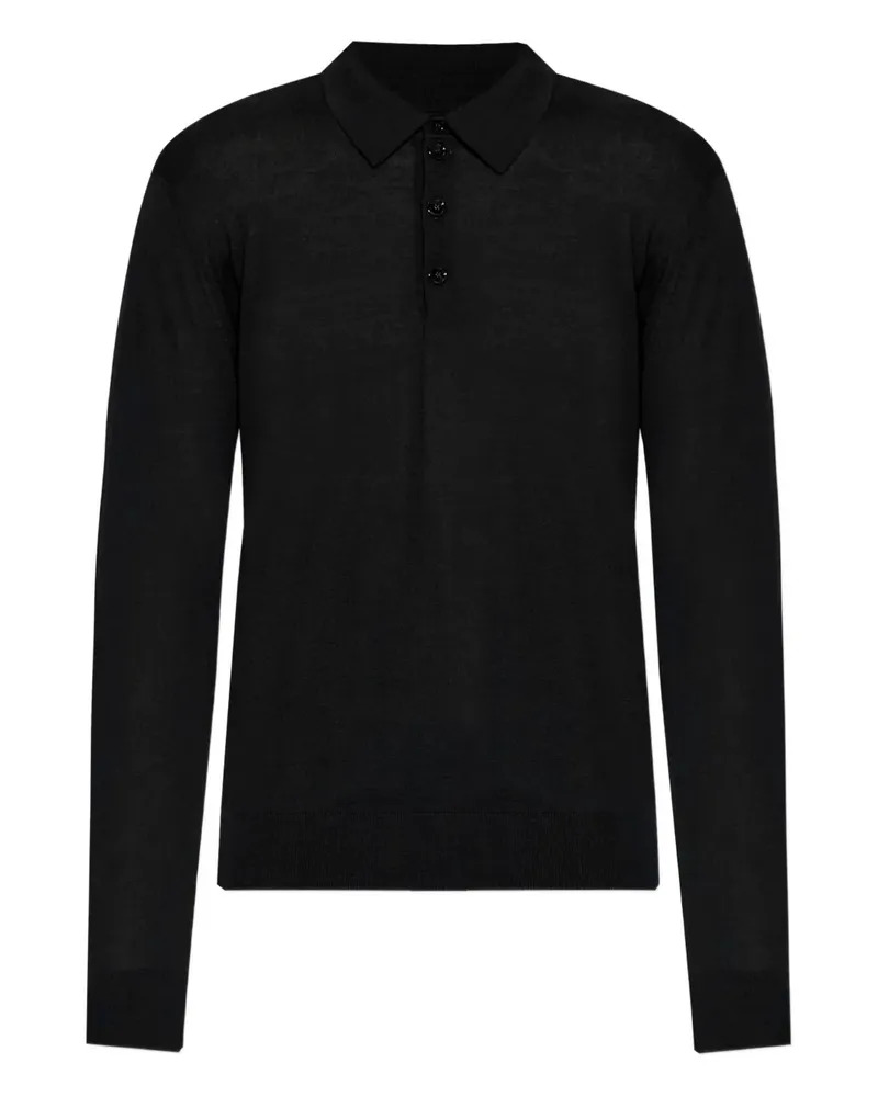 Giorgio Armani Langärmeliges Poloshirt - Blau Blau