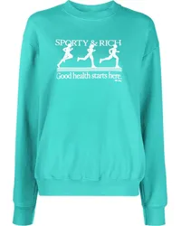 SPORTY & RICH Sweatshirt mit Logo-Print Blau