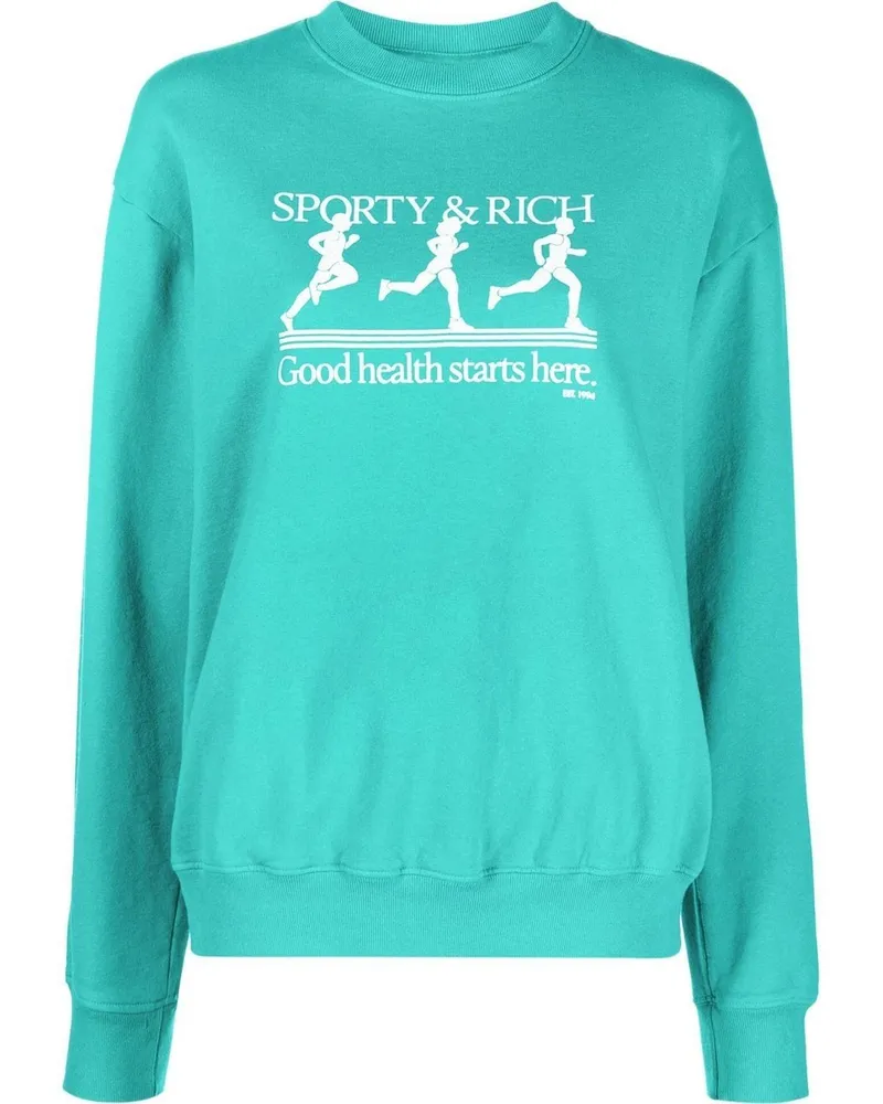 SPORTY & RICH Sweatshirt mit Logo-Print - Blau Blau