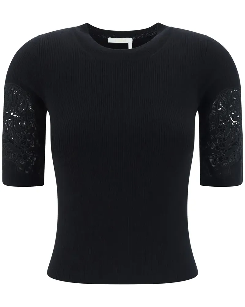 Chloé T-Shirt mit Stickerei - Schwarz Schwarz