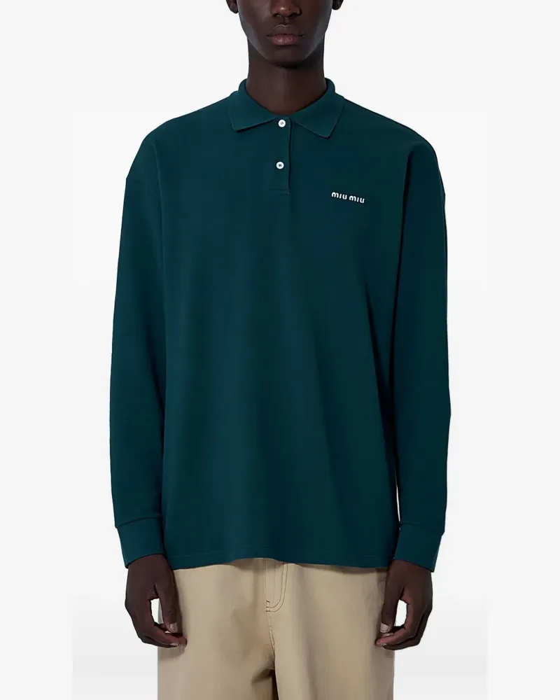 Miu Miu Poloshirt mit Logo - Grün Grün