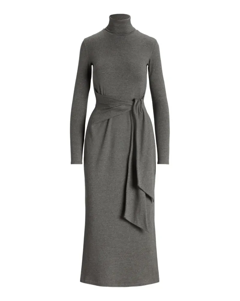 Ralph Lauren tie-waist roll-neck midi dress - Grau Grau