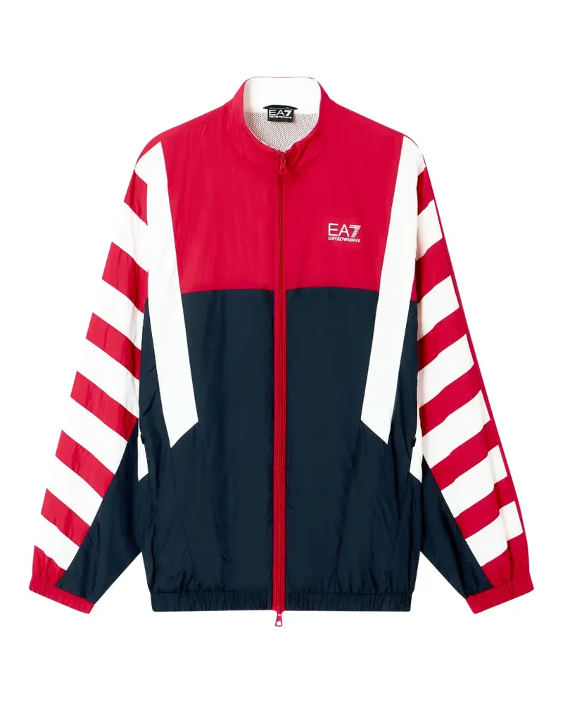 EA7 striped-sleeve panelled jacket - Blau Blau
