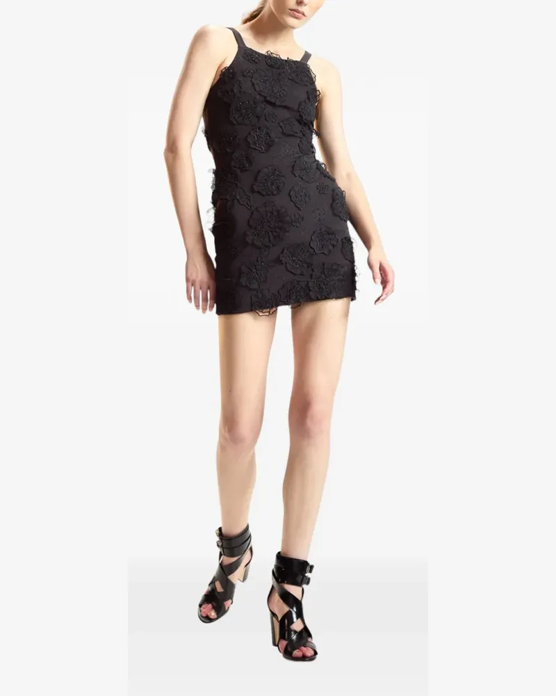 Cynthia Rowley appliqué floral-detail mini dress - Schwarz Schwarz