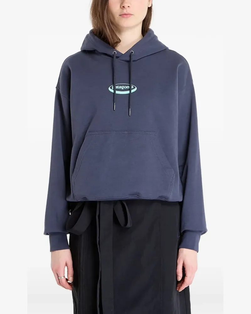 Patagonia logo-print drawstring hoodie - Blau Blau